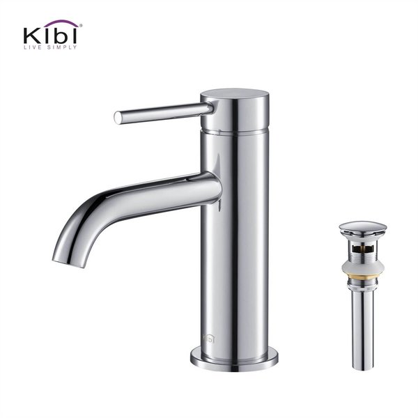 Kibi Circular Single Handle Bathroom Vanity Sink Faucet with Pop Up Drain C-KBF1008CH-KPW100CH